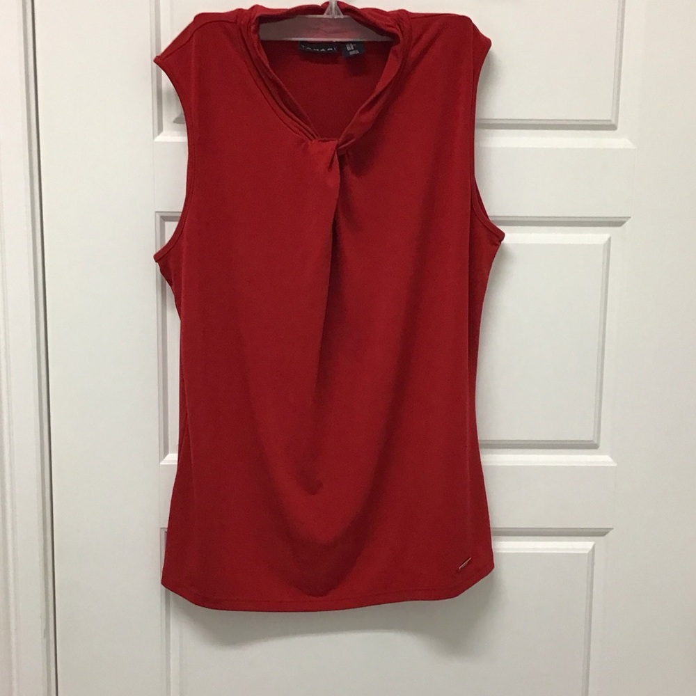 Tahari Red Sleeveless Blouse